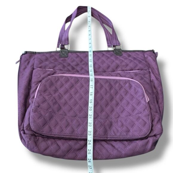 Thirty One Tote Double Take Tote Quilted Diamonds Travel Bag Purple - Picture 3 of 16